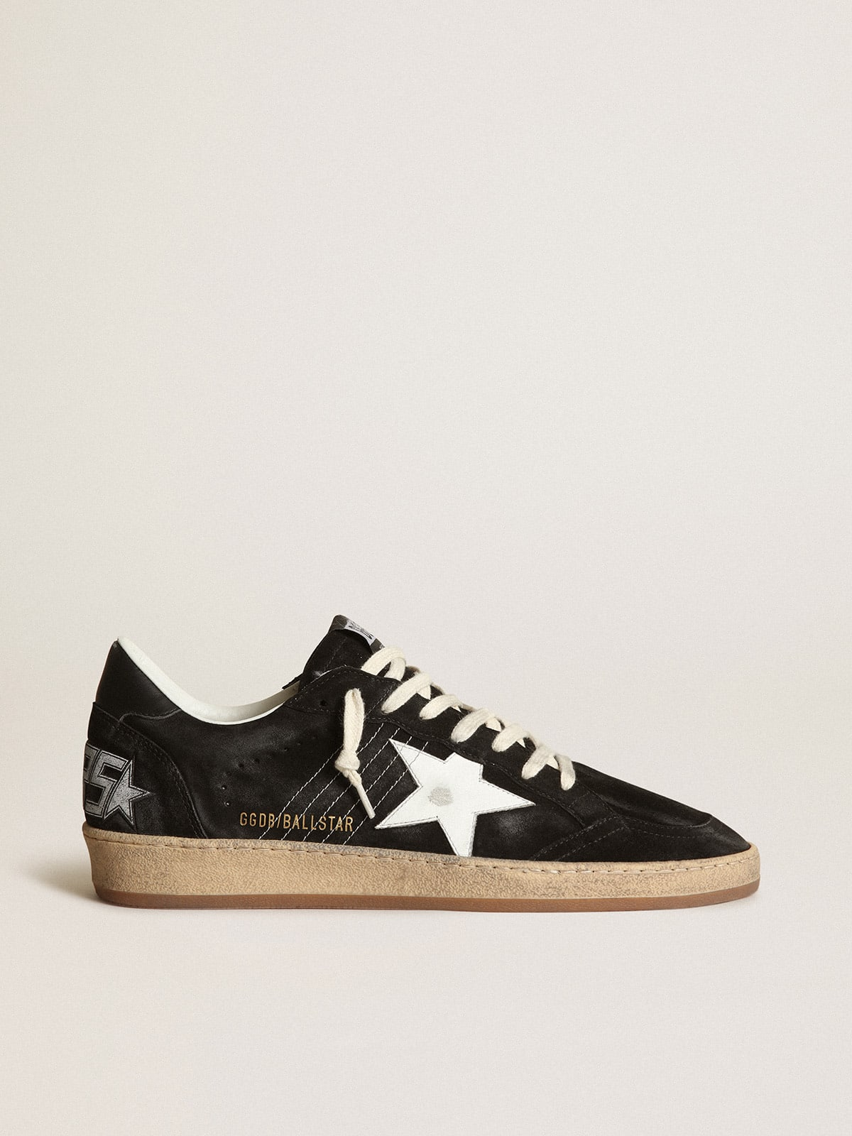 Sneaker Ball Star in nappa bianca con stella e talloncino in glitter argento
