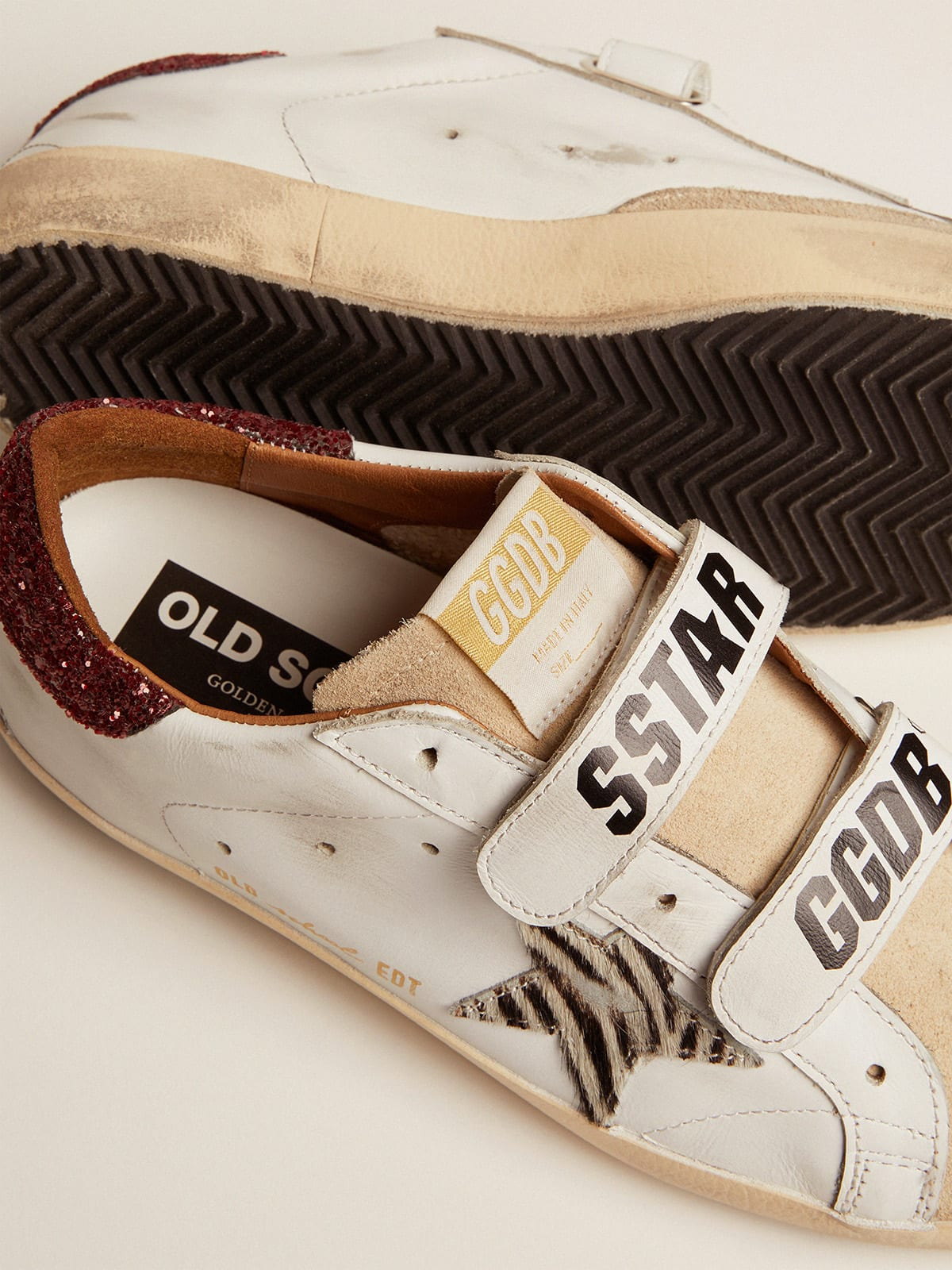 Old School sneakers with silver laminated leather star and dove-gray suede inserts