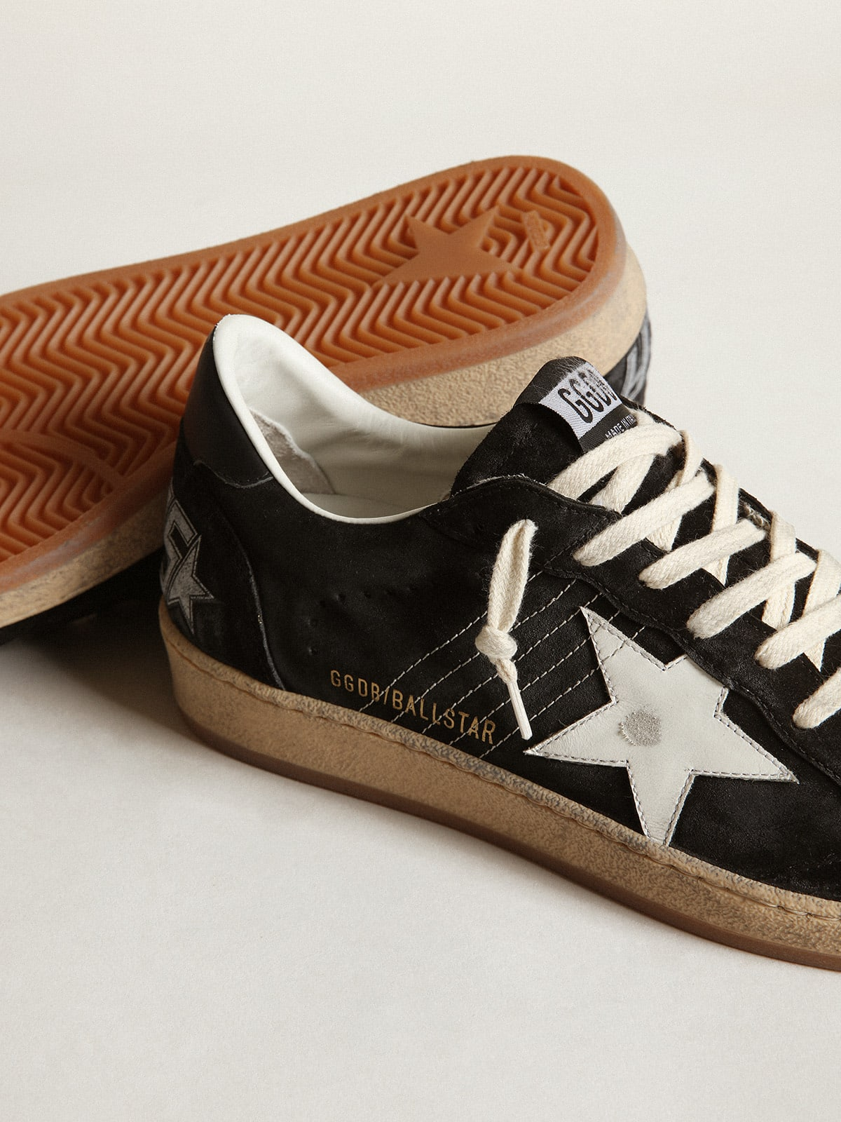 Sneaker Ball Star in nappa bianca con stella e talloncino in glitter argento