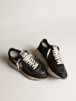 Running Sole sneakers in black nappa leather and suede with white leather star