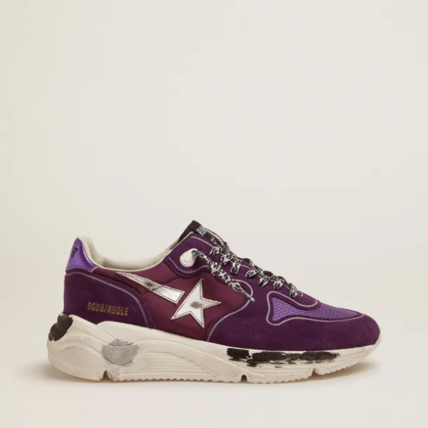 Suede, leather and mesh Running Sole sneakers with metallic purple heel tab