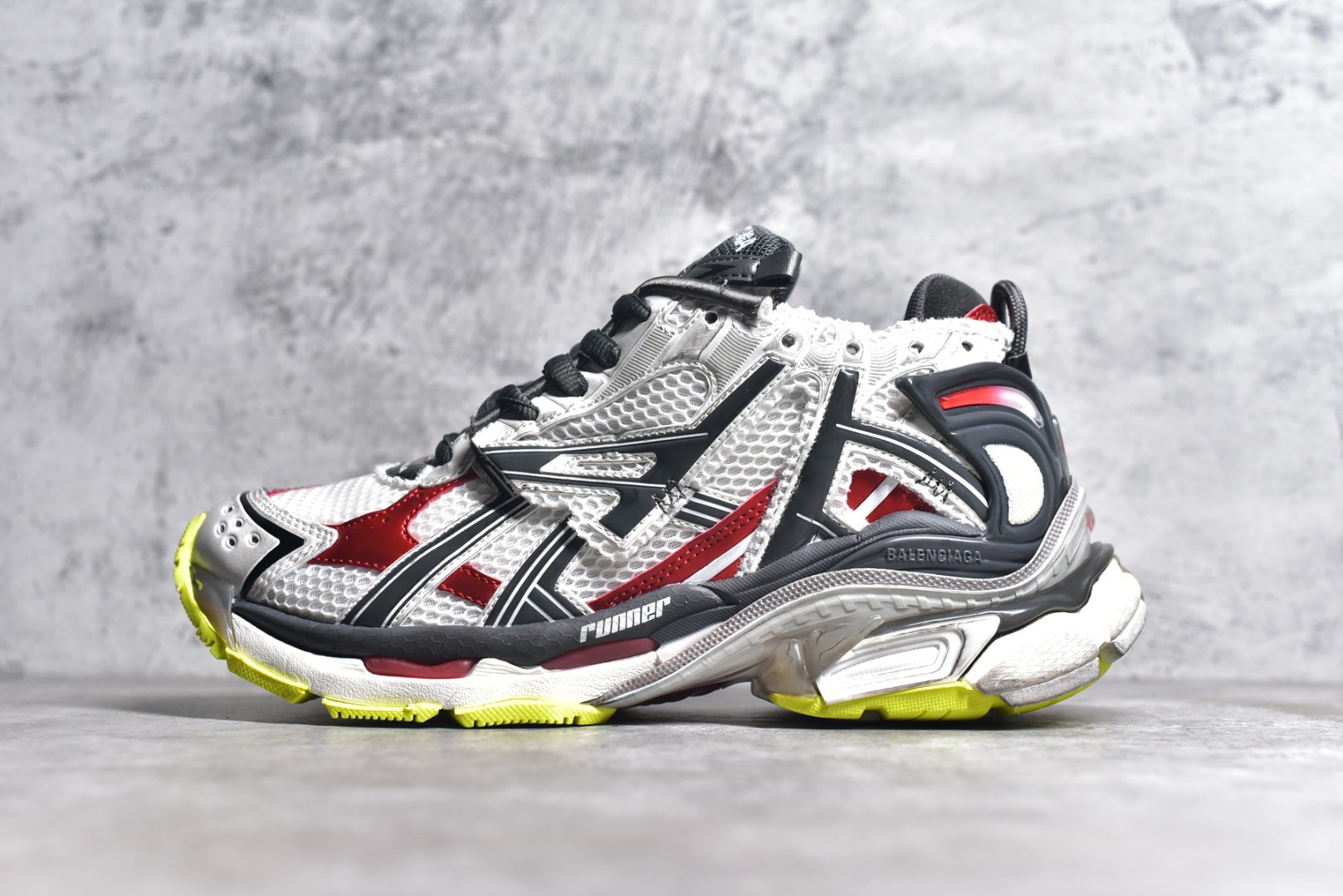 Balenciaga Runner Sneakers In Black Red and Neon Yellow