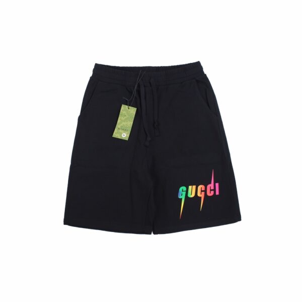 23ss Rainbow Gradual Change Color Lightning Logo Short