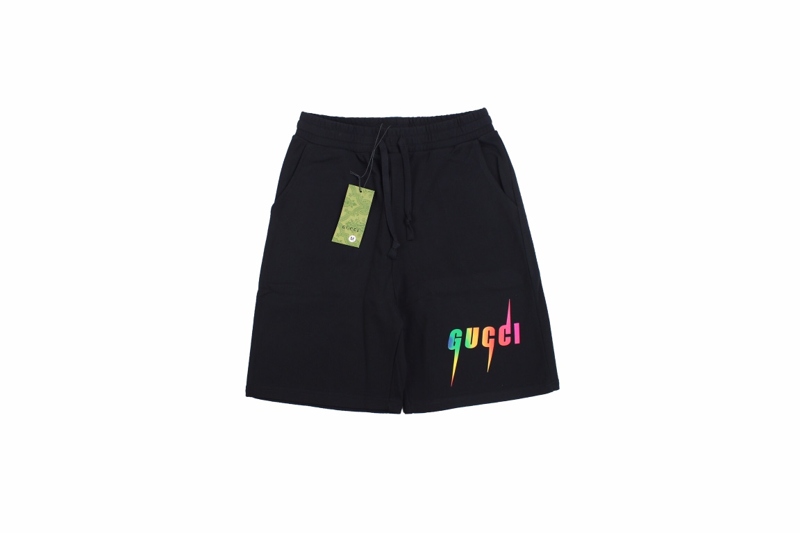 23ss Rainbow Gradual Change Color Lightning Logo Short