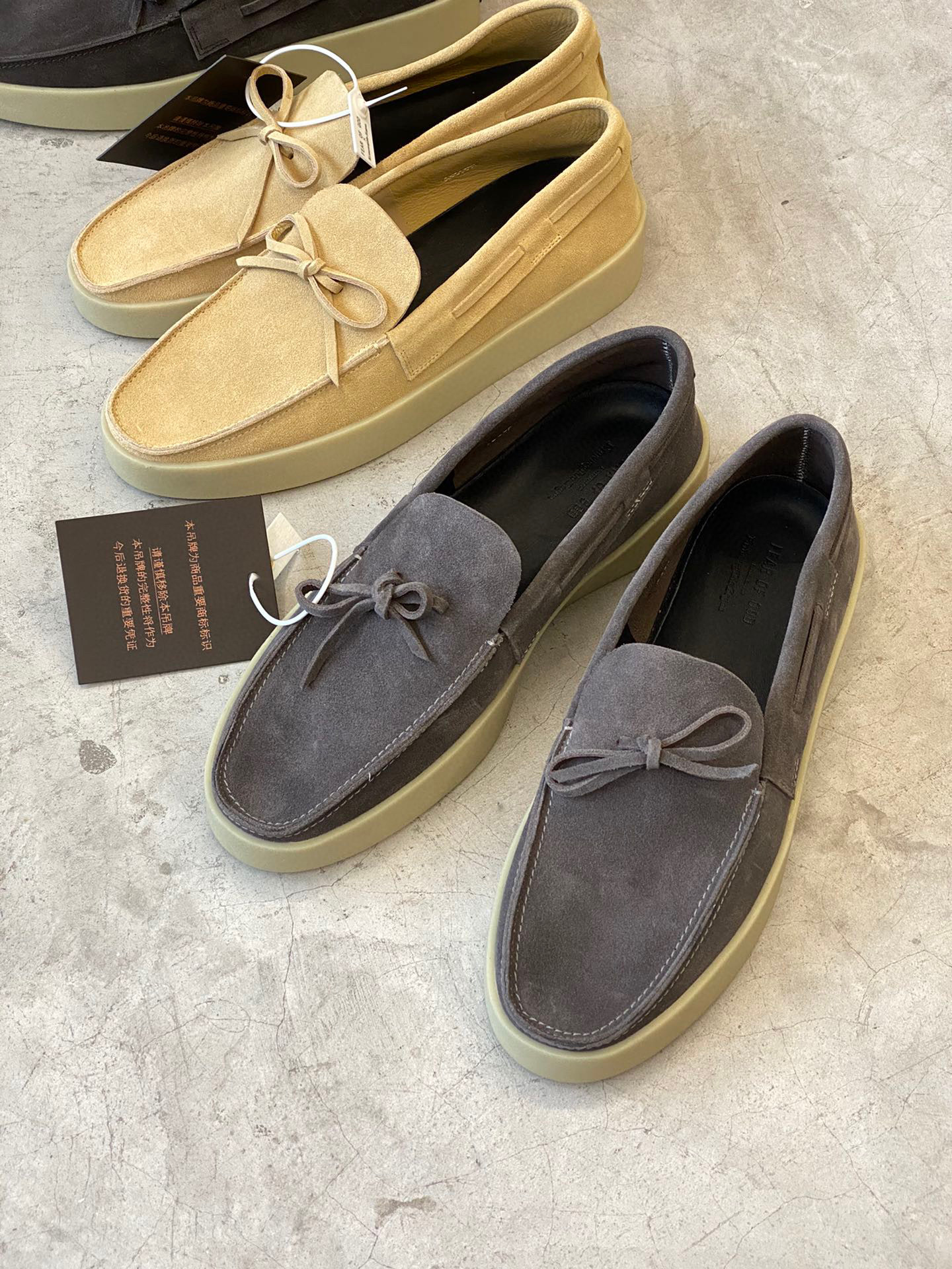 F0G X Zegna Suede Boat Shoes