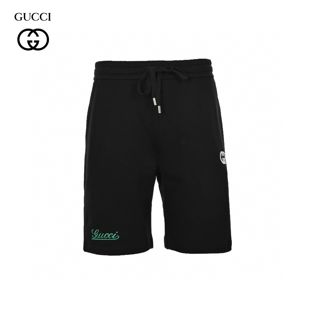Embroidery Double G Signature Logo Cotton Short