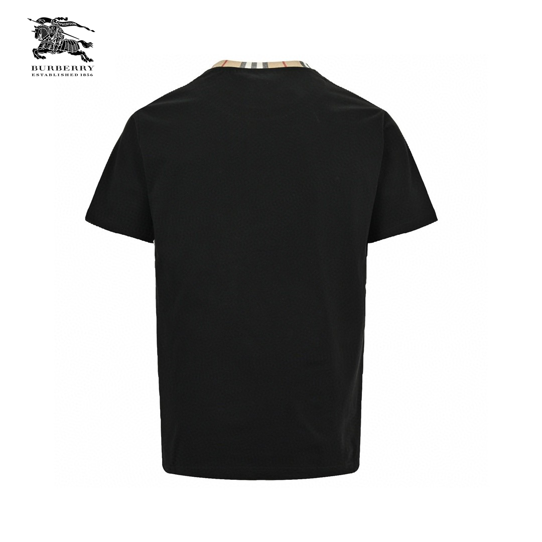 24ss Plaid Neckline Embroidery Logo T-Shirt