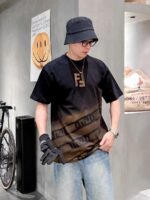 24ss Hand Drawing Gradual Change Color Double F Logo T-Shirt
