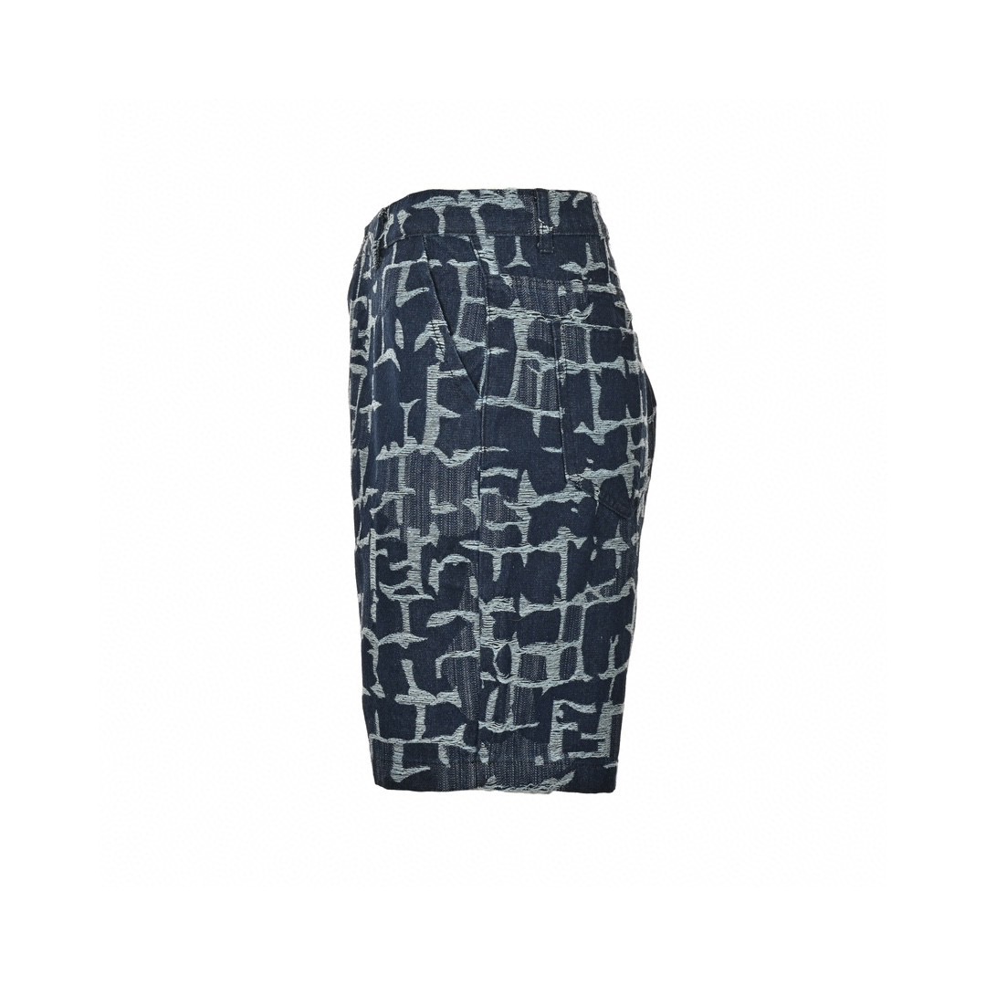 Tie Dye Jacquard Weave Logo Denim Short