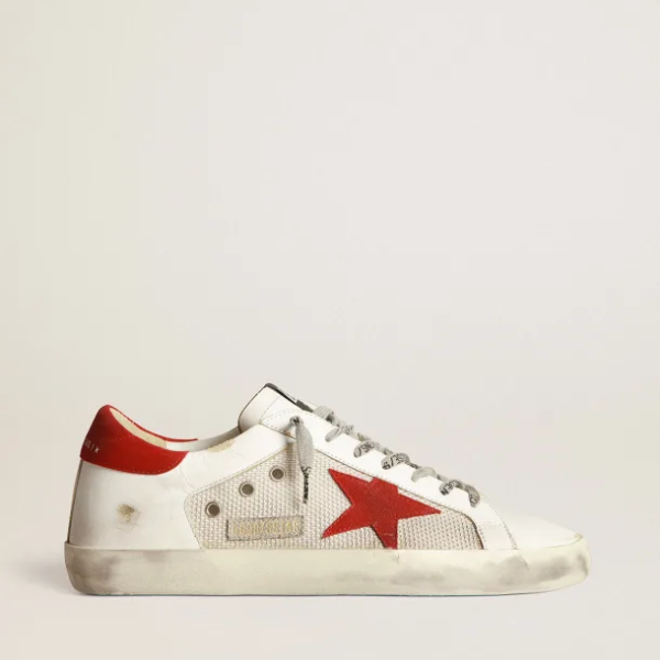 White Superstar sneakers in leather with red star