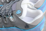 Lanvin Leather Curb Sneakers Blue Grey
