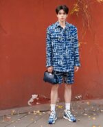 Tie Dye Jacquard Weave Logo Denim T-Shirt