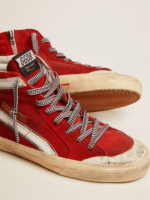 Sneaker Slide Penstar in suede rosso e dettagli bianchi
