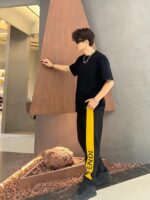 Yellow Joint Color Casual Elastic Pants