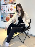 23Fw Classic Series Black and White Embroidery Logo Pants