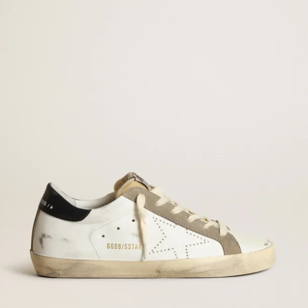 Super-Star sneakers with perforated star and glossy midnight-blue leather heel tab