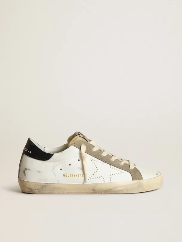 Super-Star sneakers with perforated star and glossy midnight-blue leather heel tab