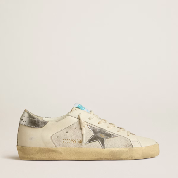 Super-Star in white leather and suede with silver and gold leather star