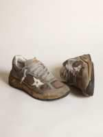 Dad-Star in dove gray mesh and suede