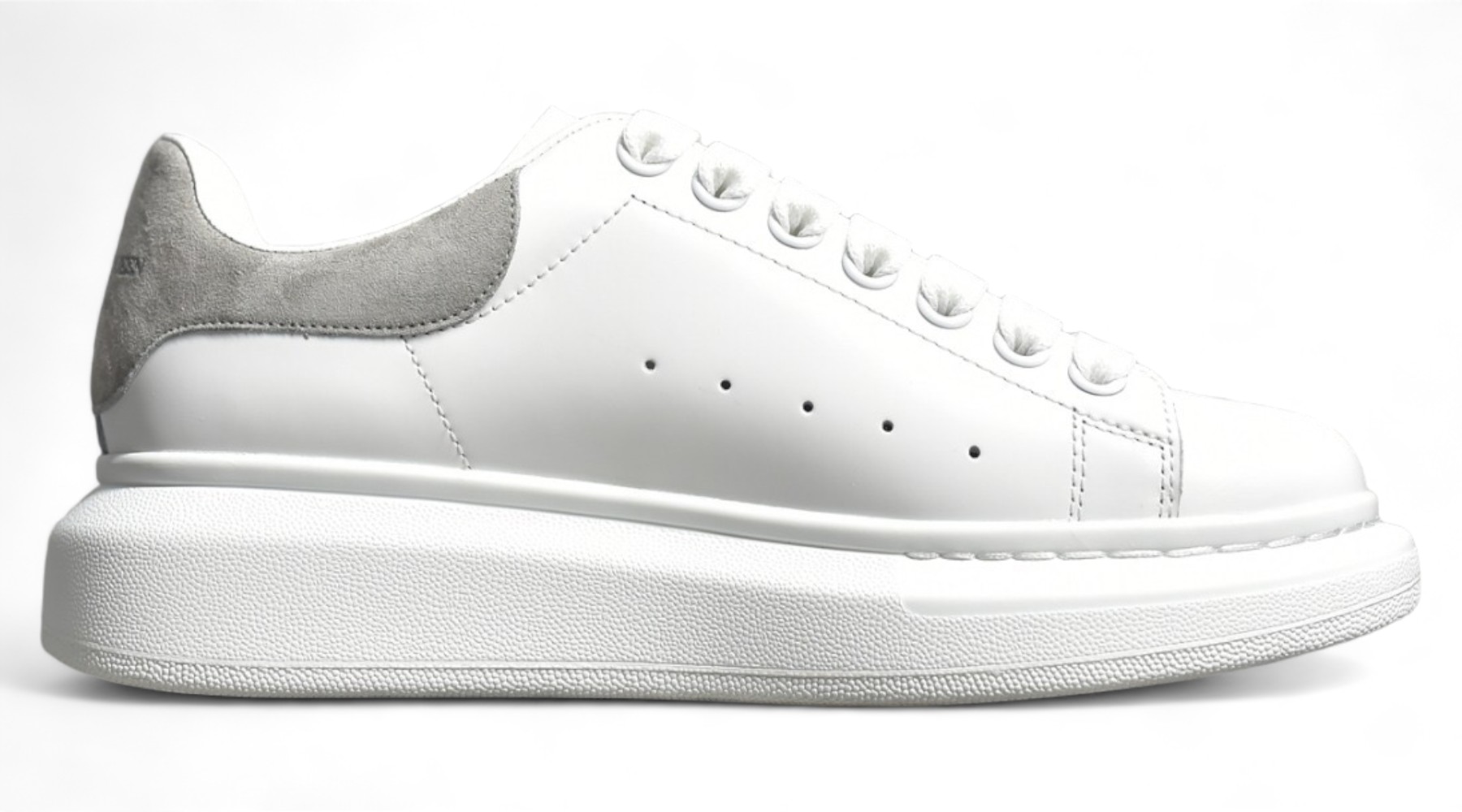 Alexander McQueen Oversized Sole Sneaker Gray Suede Heel