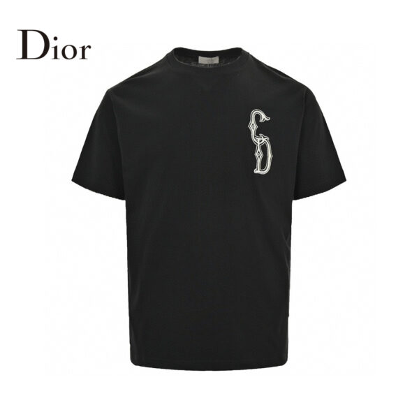 24ss Gold Thread Embroidery CD Logo T-Shirt
