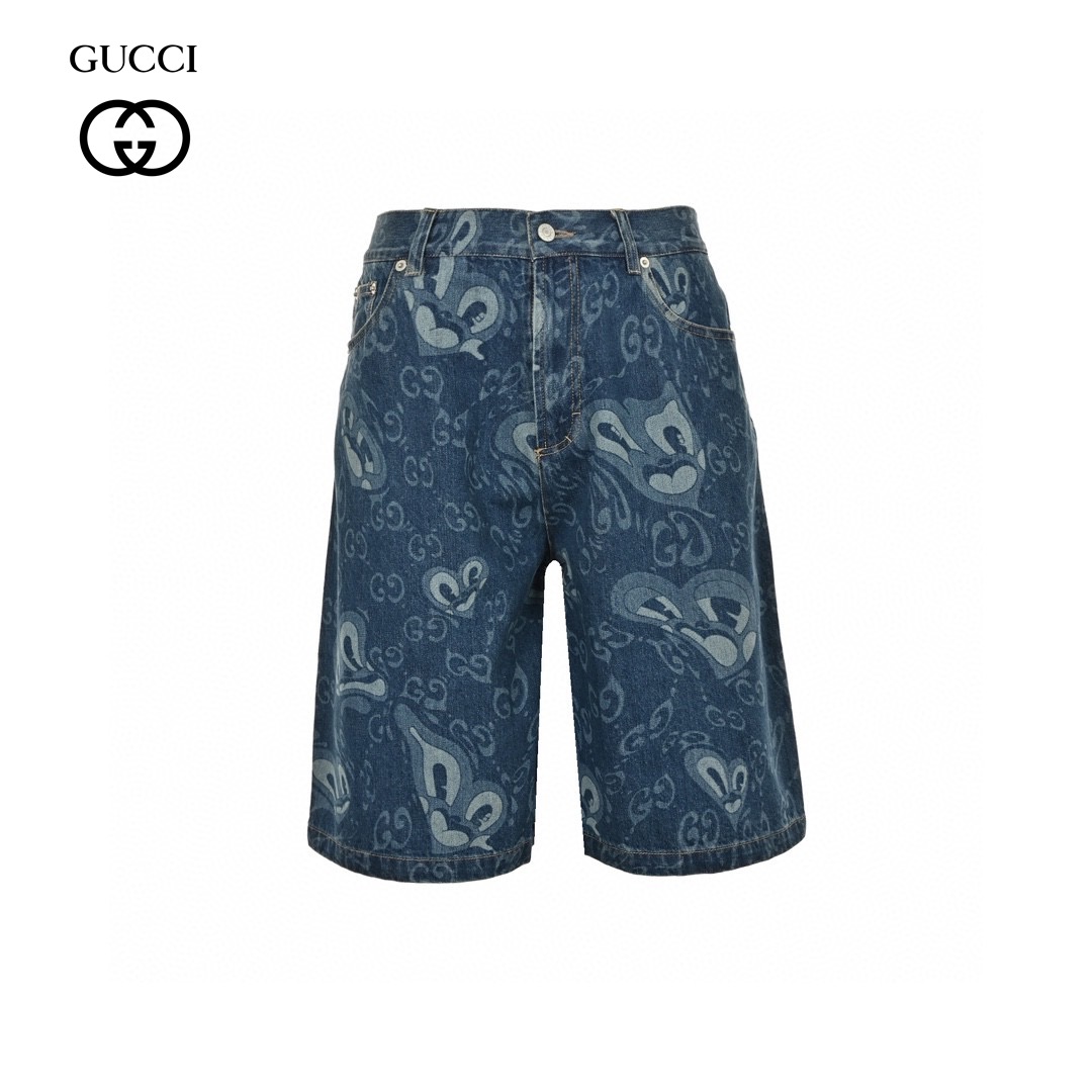24ss Liquid State Heart Logo Denim Short