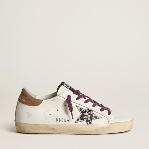 Super-Star with leopard pony skin star and brown nubuck heel tab