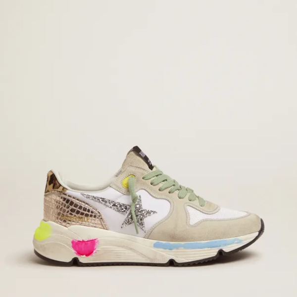 Running Sole sneakers in suede with glitter and leopard print