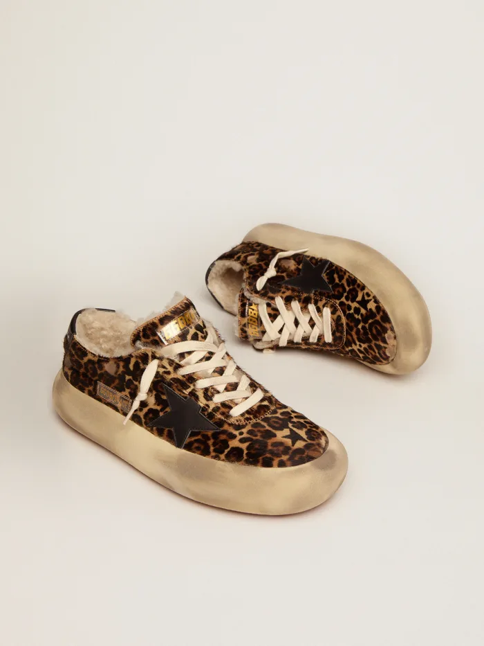 Space-Star shoes in animal-print pony skin with shearling lining