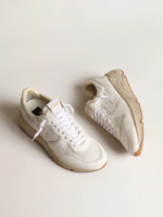 Running sole sneakers in optical-white mesh and nappa leather with white leather star