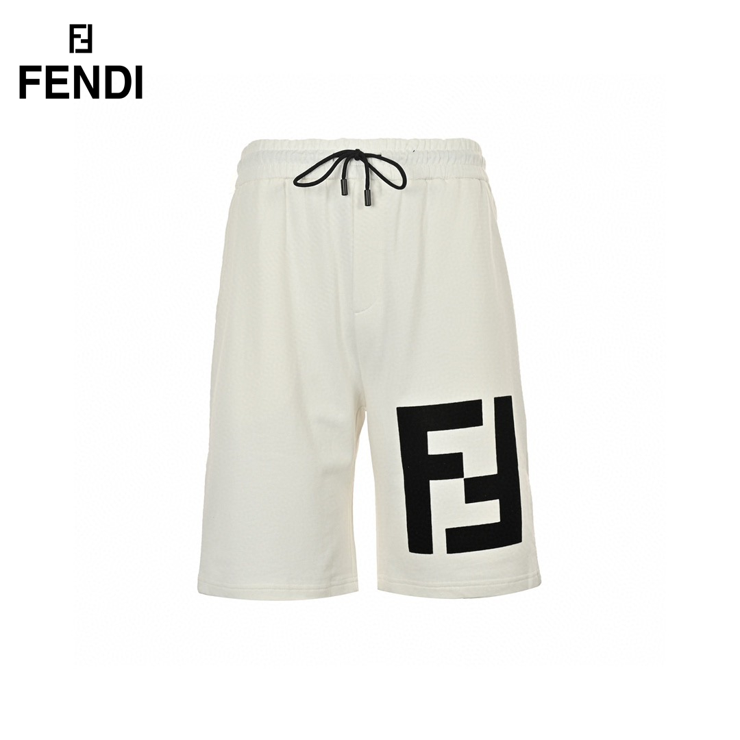 24ss Big Double F Logo Flocking Short