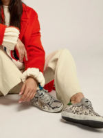 Super-Star LTD sneakers with snake-print leather upper and green laminated leather heel tab