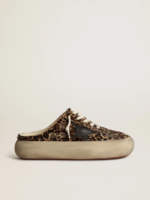 Space-Star Sabots in leopard-print pony skin with black leather star