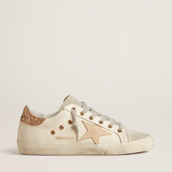 Super-Star LTD in canvas with sand star and glitter heel tab