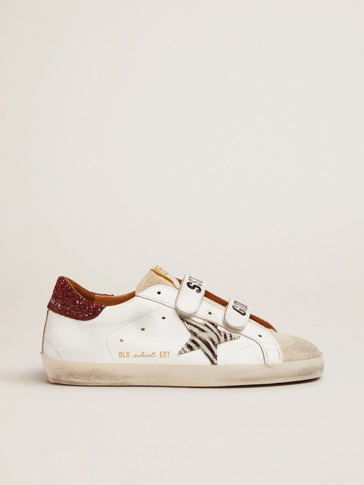 Old School sneakers with silver laminated leather star and dove-gray suede inserts