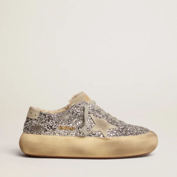 Space-Star shoes in silver glitter with shearling lining