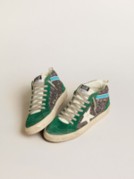 Mid Star in anthracite glitter with leather star and light blue flash