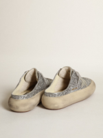 Space-Star Sabots in silver glitter with ice-gray suede star and tongue