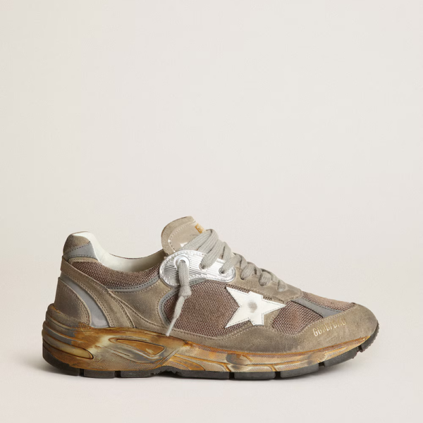 Dad-Star in dove gray mesh and suede