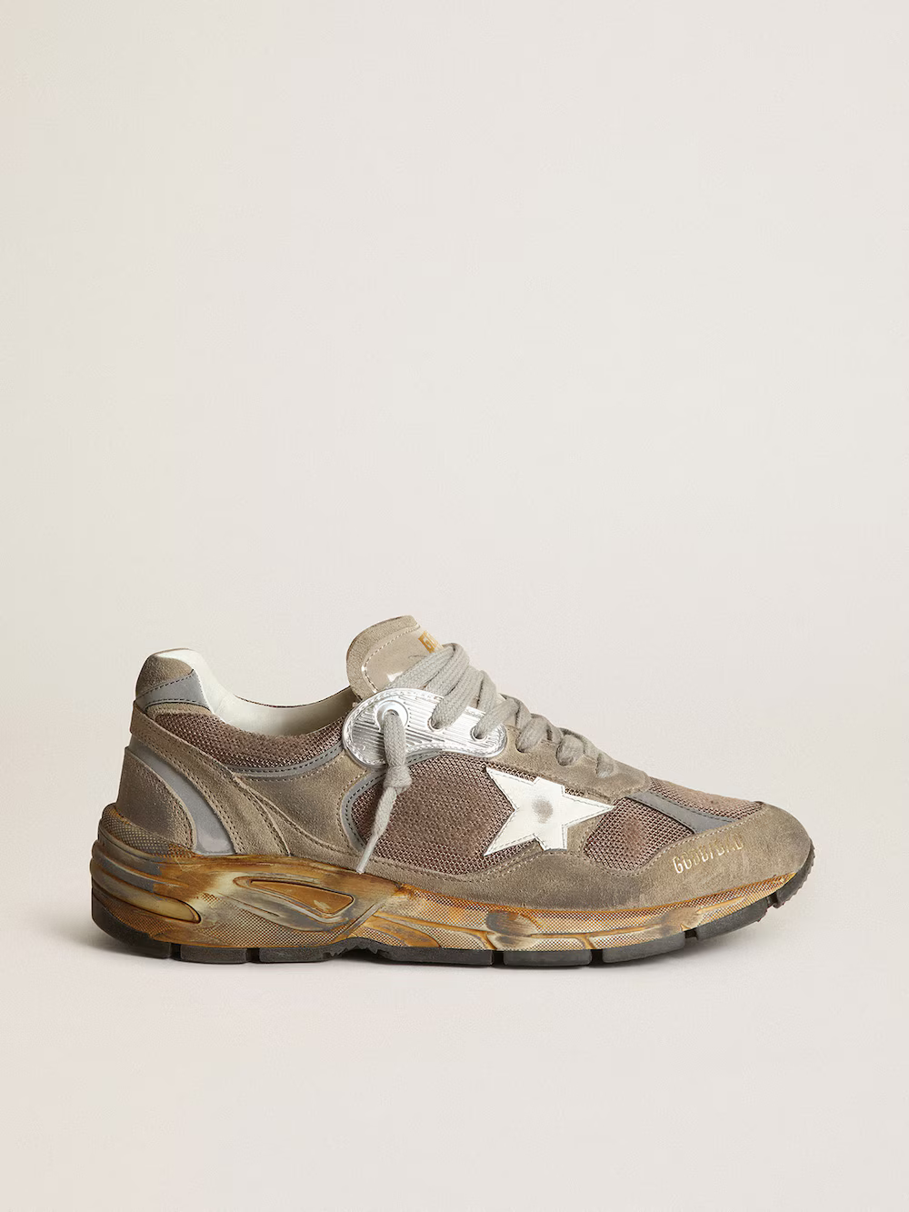 Dad-Star in dove gray mesh and suede