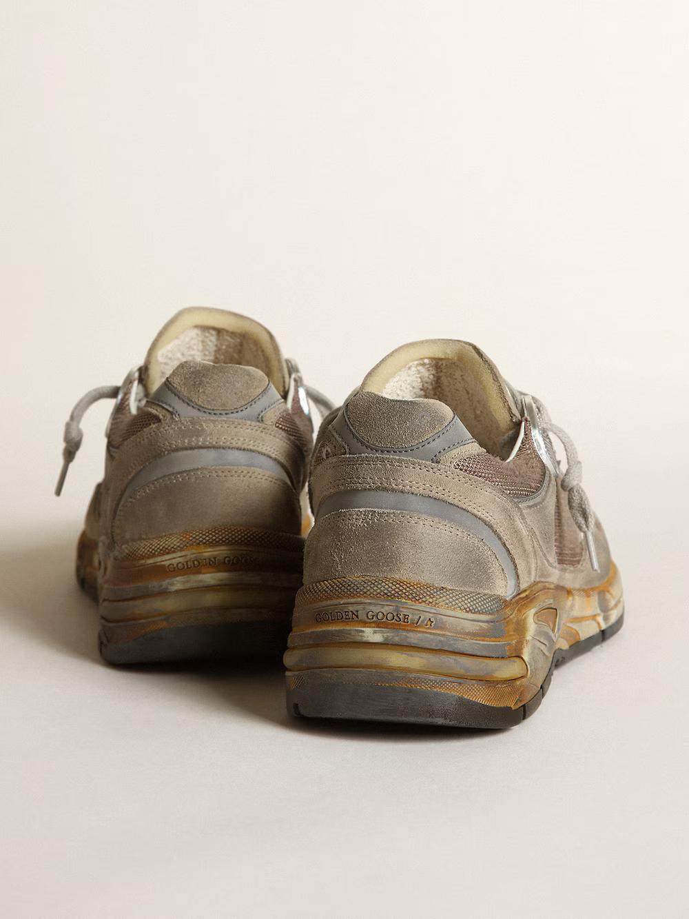 Dad-Star in dove gray mesh and suede