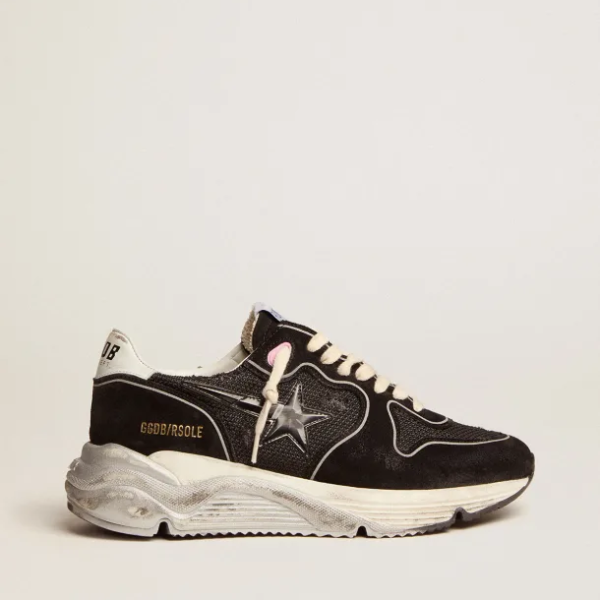 Running Sole sneakers with black mesh and suede upper and 3D star