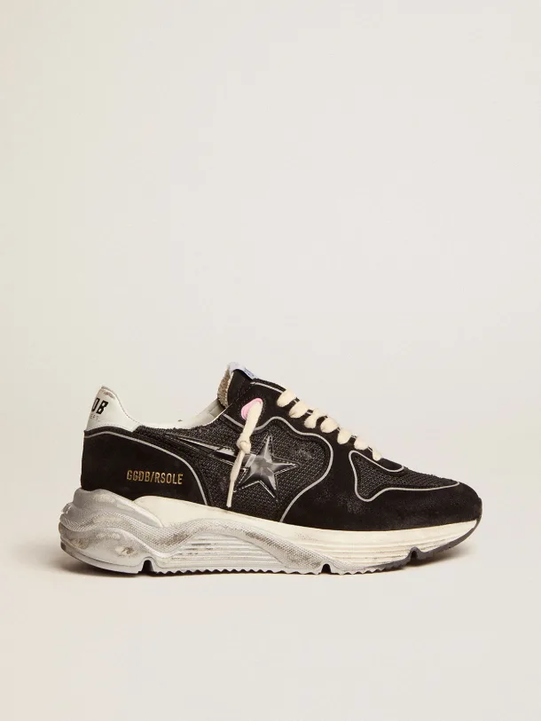 Running Sole sneakers with black mesh and suede upper and 3D star