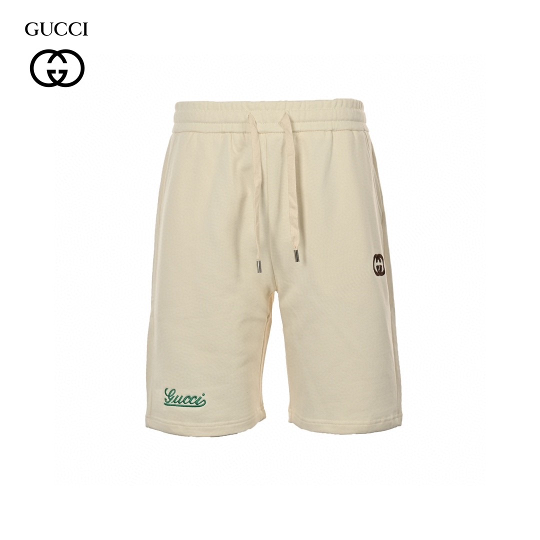 Embroidery Double G Signature Logo Cotton Short