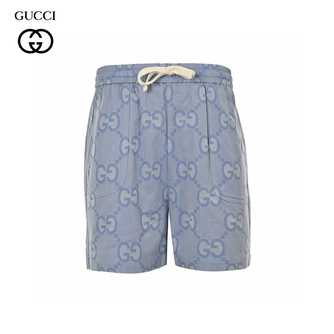 24ss Haze Blue Full Double G Logo Jacquard Weave Short