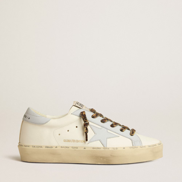 Hi Star LTD in leather with light blue leather star and heel tab