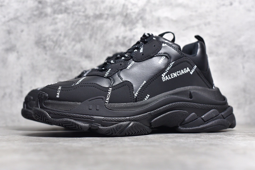 Balenciaga Triple S Allover Logo Black