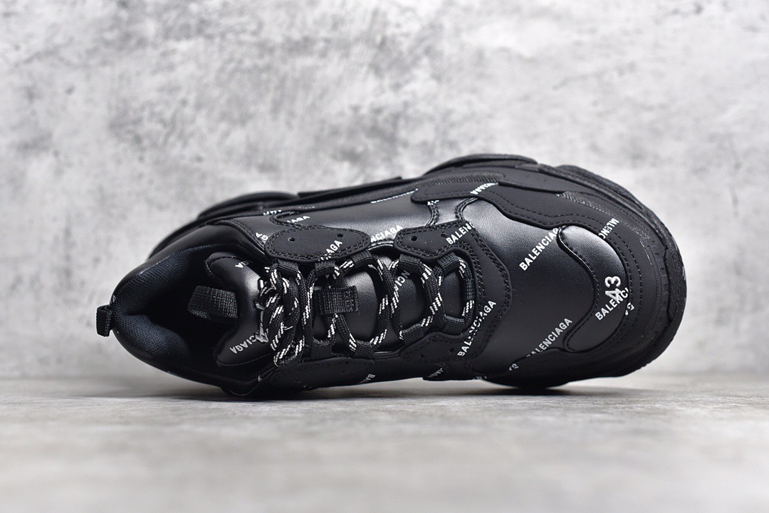 Balenciaga Triple S Allover Logo Black