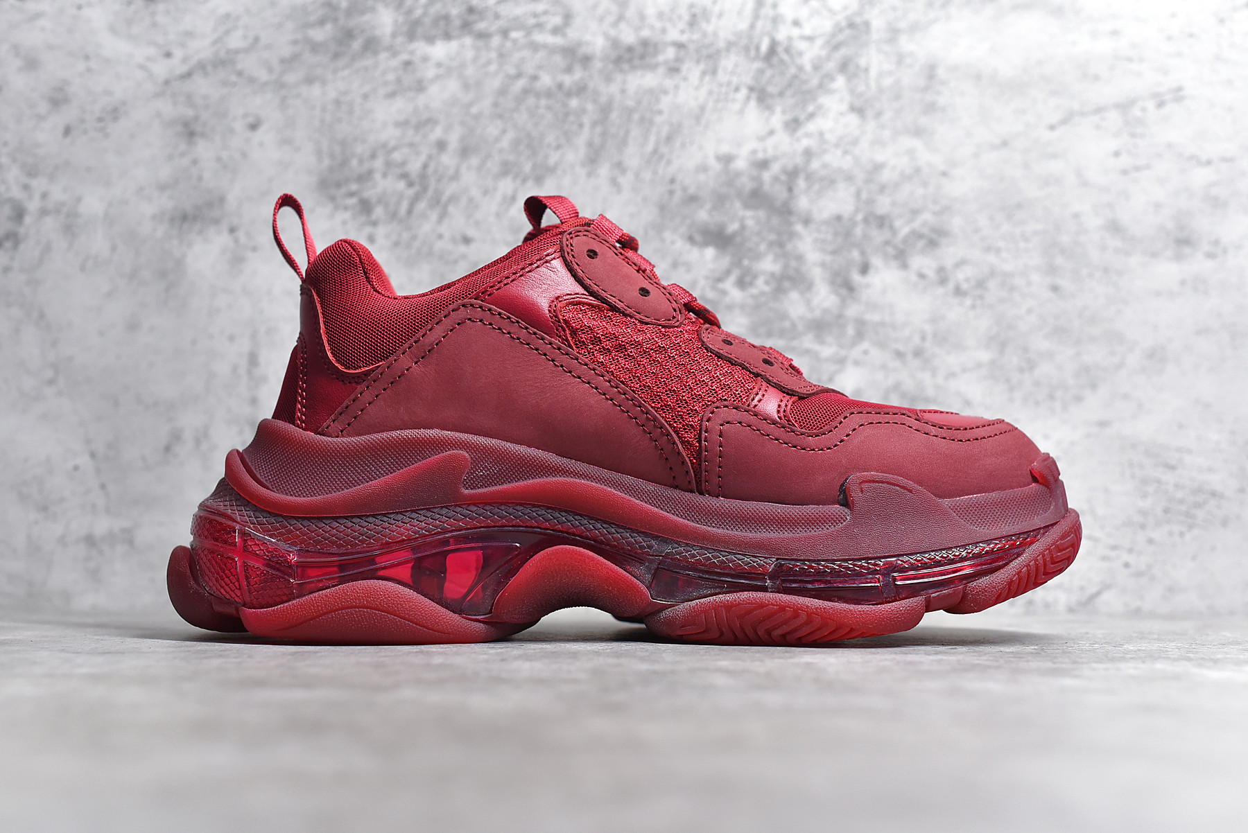 Balenciaga Triple S Clear Sole Burgundy Red