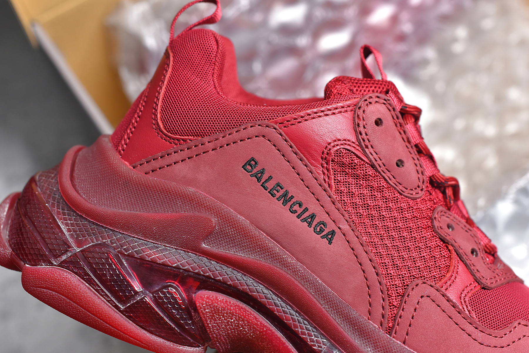 Balenciaga Triple S Clear Sole Burgundy Red